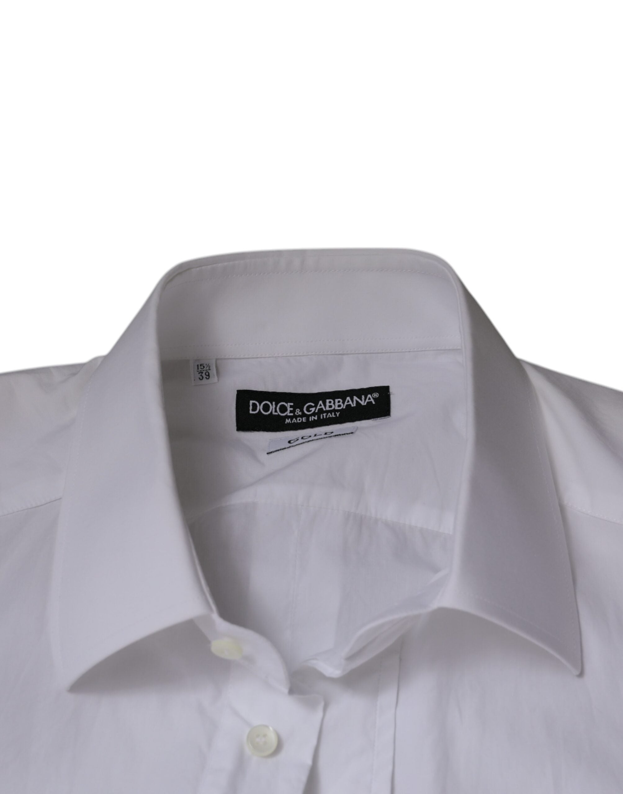Dolce & Gabbana Weißes Slim Fit GOLD Herrenhemd aus Baumwolle